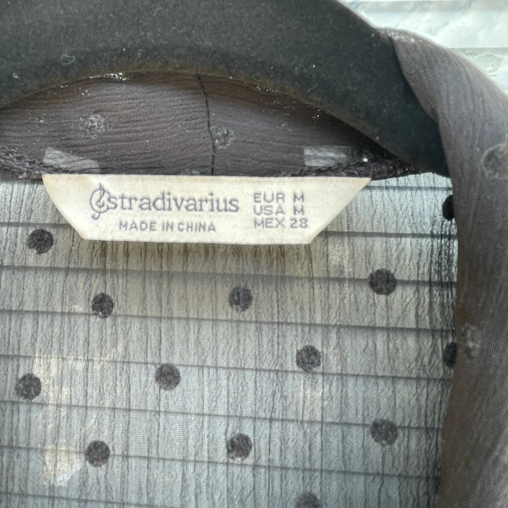 Stradivarius Sheer Black Polka Dot Bodysuit - Picture 2 of 8